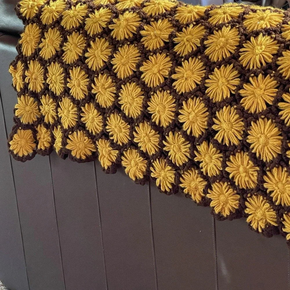 Vintage 70s Crochet Throw 56